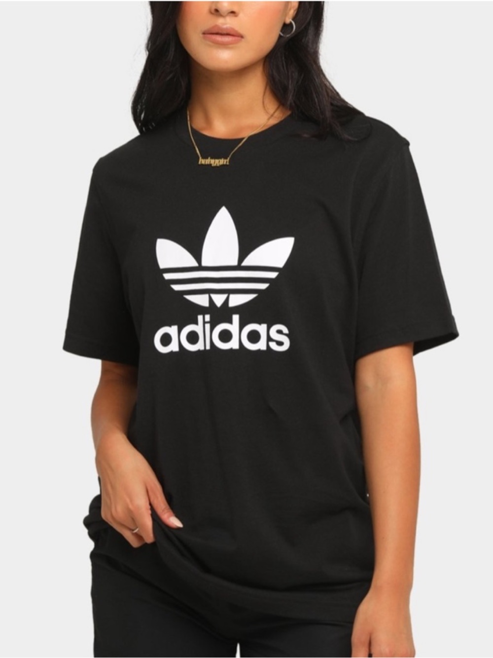 adidas Women’s Black Trefoil Logo Short-Sleeve Tee Size Large